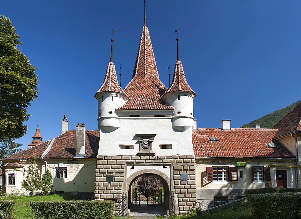 Catherine's Gate in the old town in Brasov, a city in the central Transylvania region of Romania, Europe