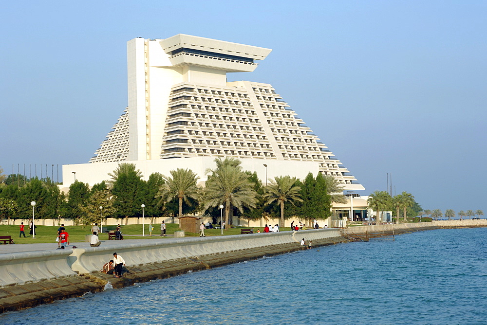 The Sheraton hotel and the Doha corniche in Qatar.