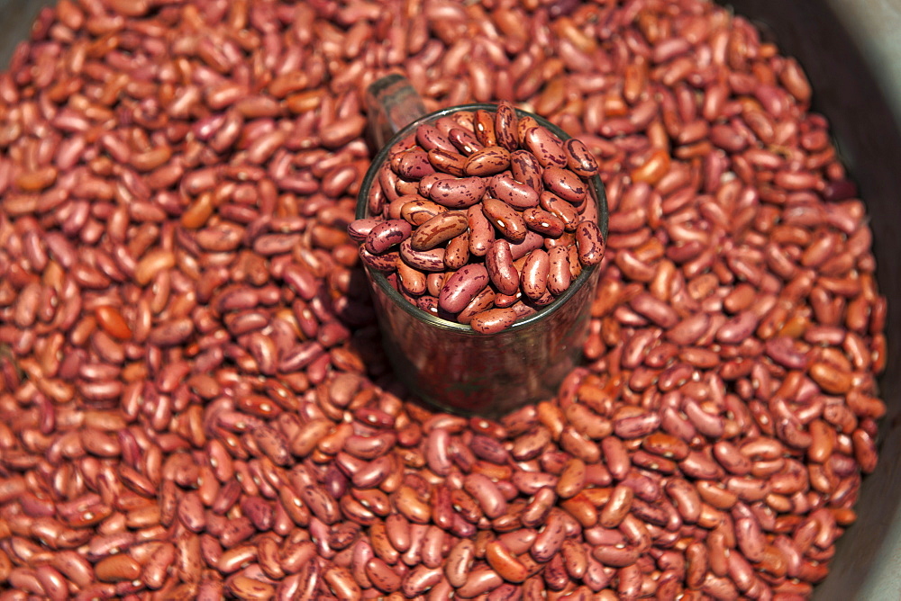 Red beans for sale in the market of Wuring fishing village near Maumere on Flores island, Indonesia.