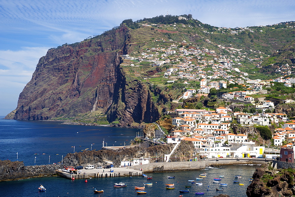 View of Camara de Lobos, a village and port on the island of Madeira.