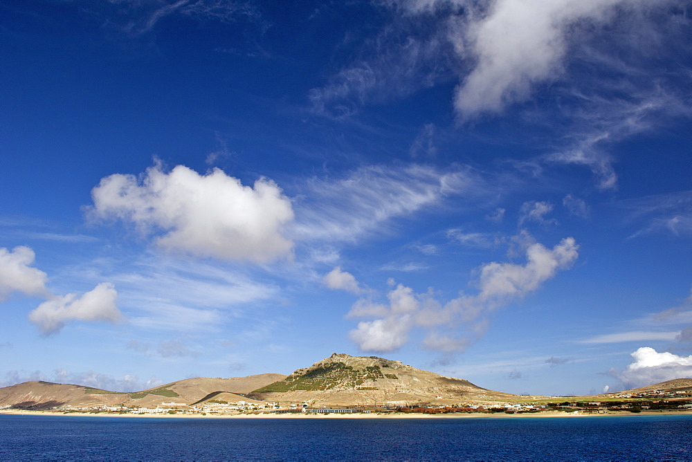 Coastal view of the Portuguese Atlantic island of Porto Santo.