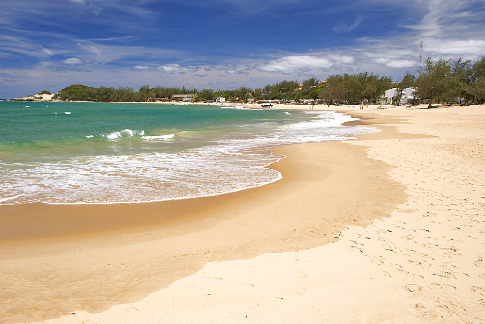 View of the beach and coast at Tofo in southern Mozambique.