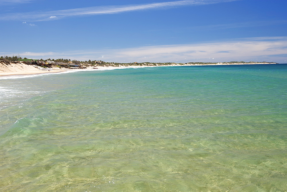 View of the beach and coast at Tofo in southern Mozambique.