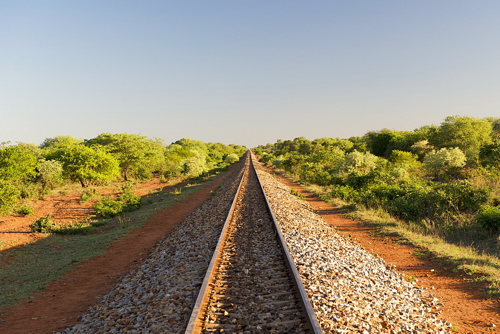 View along the railway line running between Maputo and Zimbabwe through the Mozambican province of Gaza.