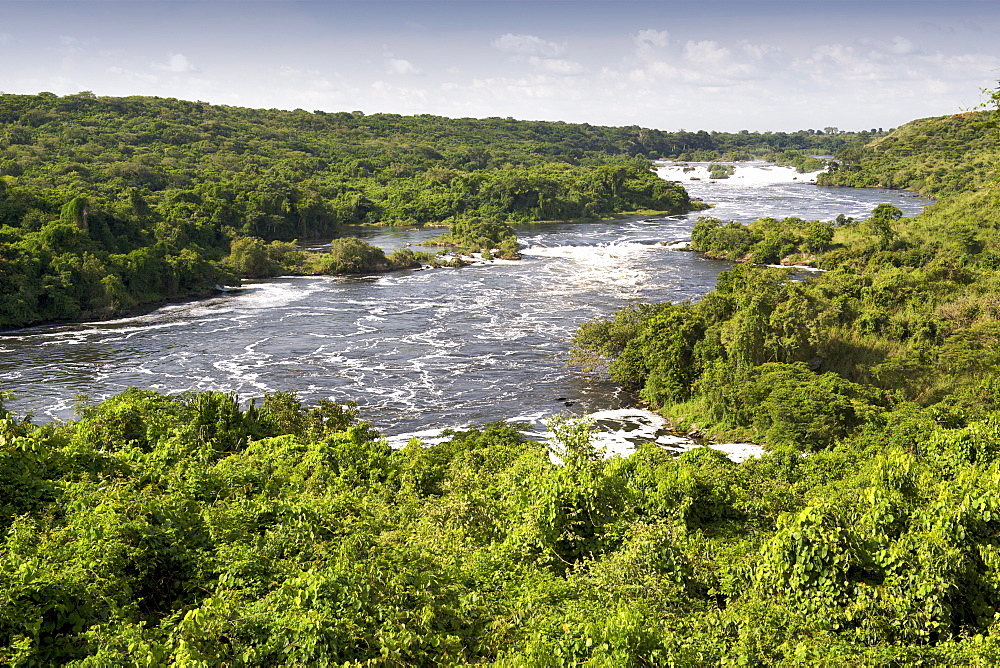 View of the Karuma Falls on the Victoria Nile River in Uganda.