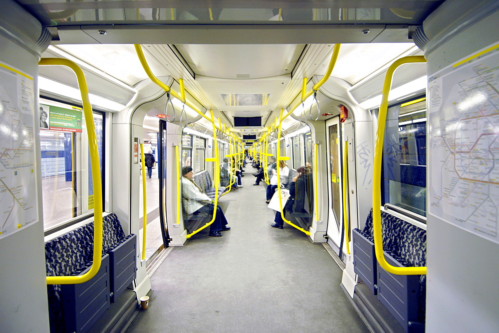 Interior of a U-Bahn train in East Germany, Europe