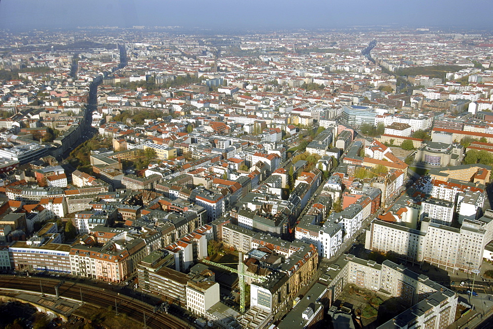 View across Berlin from the observation deck of the TV Tower, East Berlin, Germany, Europe