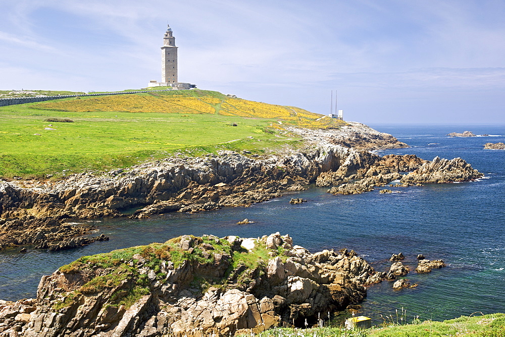 The Torre de Hercules (Tower of Hercules) which was converted into a lighthouse in 1791. It is in the town of La Corun~a along the Atlantic coast of Spain's Galicia region.