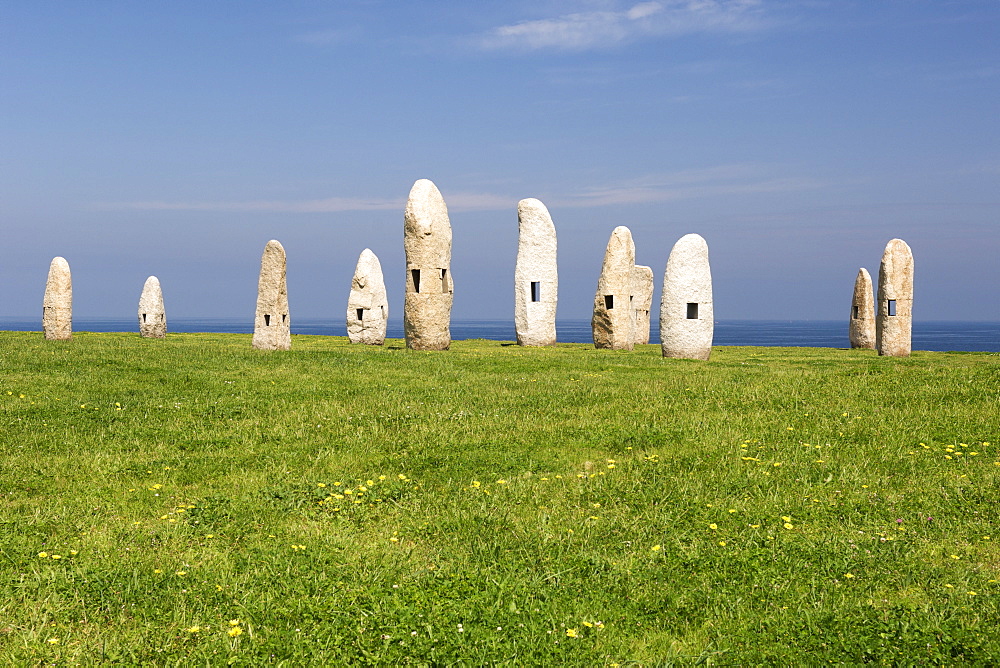 Menhir sculptures of Manuel Paz in the town of La Corun~a in Spain's Galicia region.