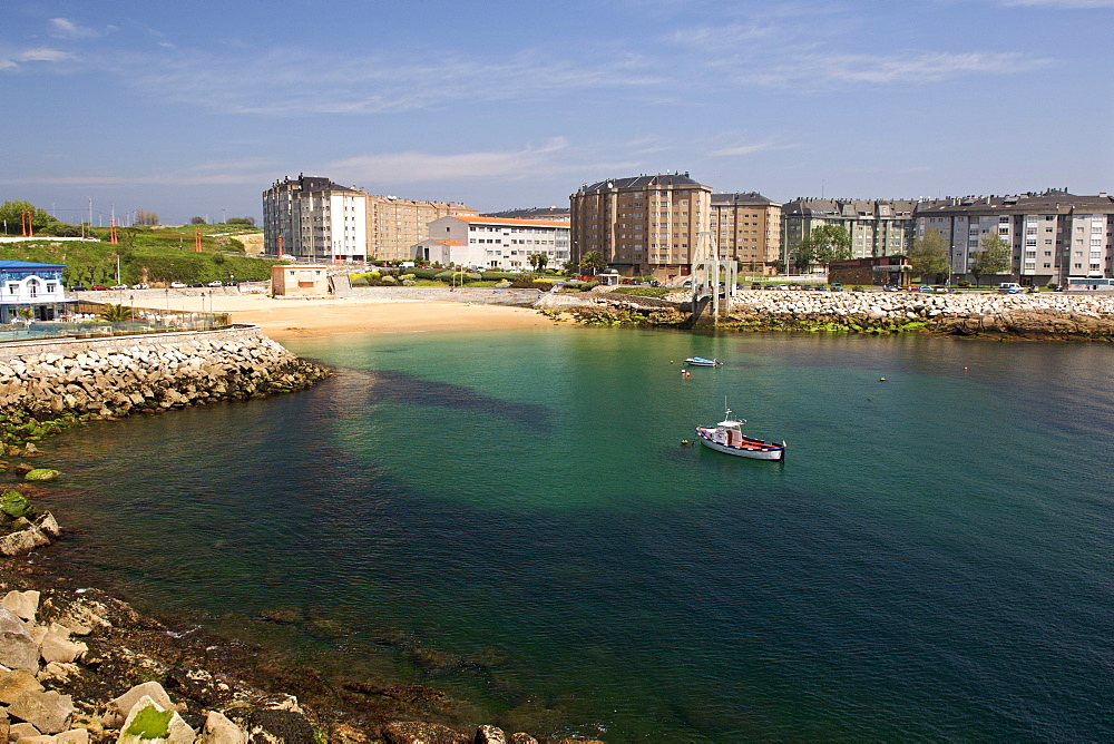 Playa de San Amaro beach in the town of La Corun~a in Spain's Galicia region.