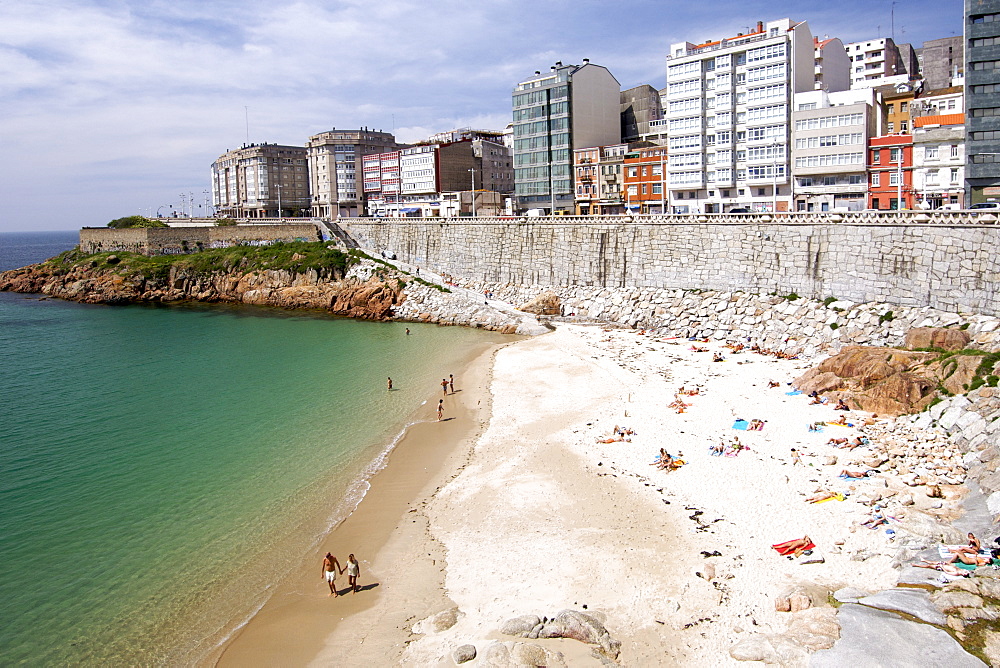 The Playa del Matadero beach in the town of La Corun~a along the Atlantic coast of Spain's Galicia region.