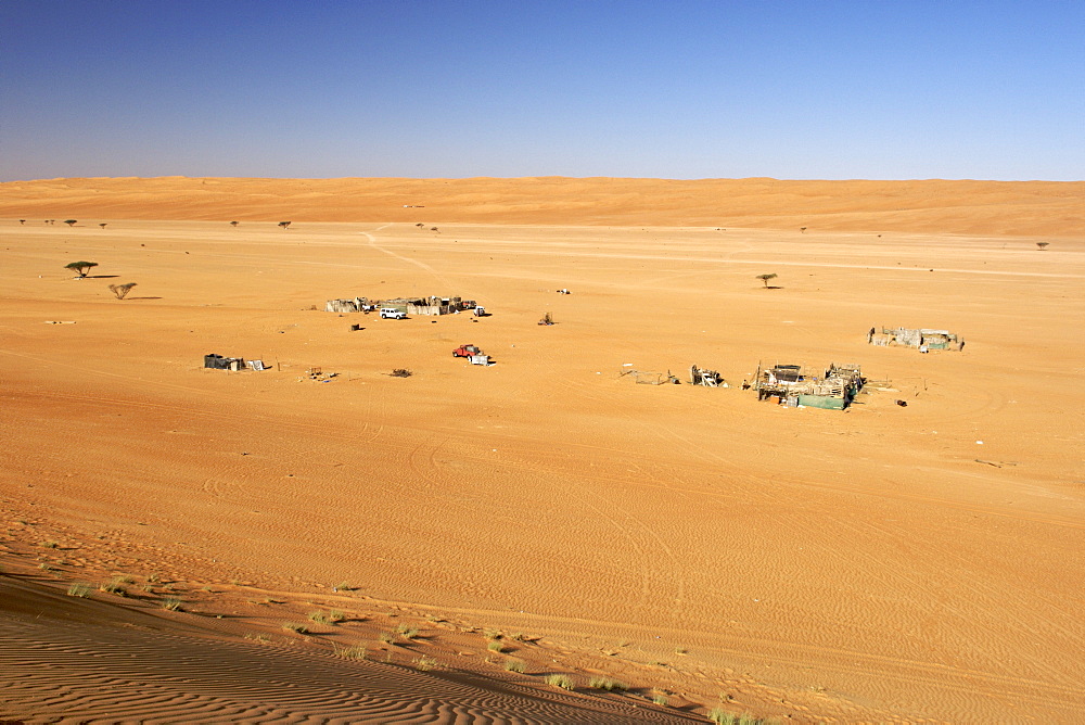 Bedouin settlement in Wahiba Sands (Ramlat al Wahaybah) in Oman.