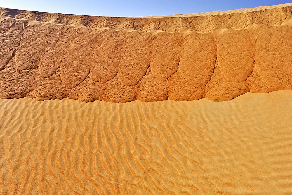 Patterns in the sand in Wahiba Sands (Ramlat al Wahaybah) in Oman.