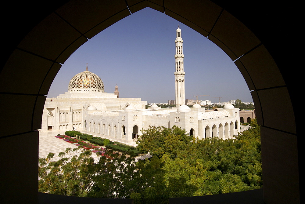 The Sultan Qaboos Grand Mosque in Muscat, the capital of Oman.