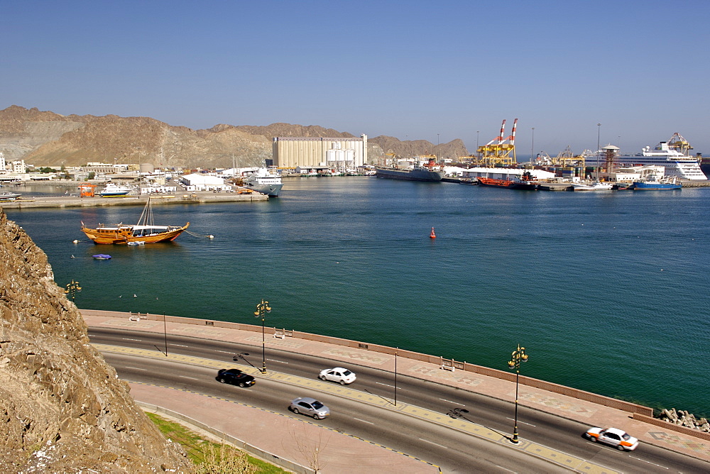 View of Mutrah harbour in Muscat, the capital of Oman.