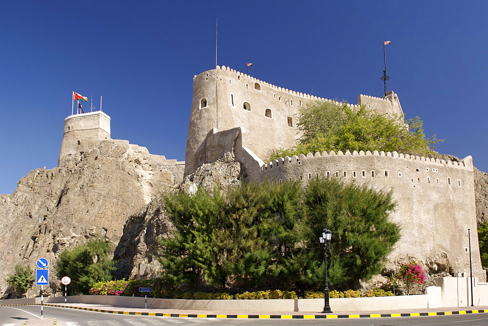 The Al Mirani fort in the old town of Muscat, the capital of the Sultanate of Oman.