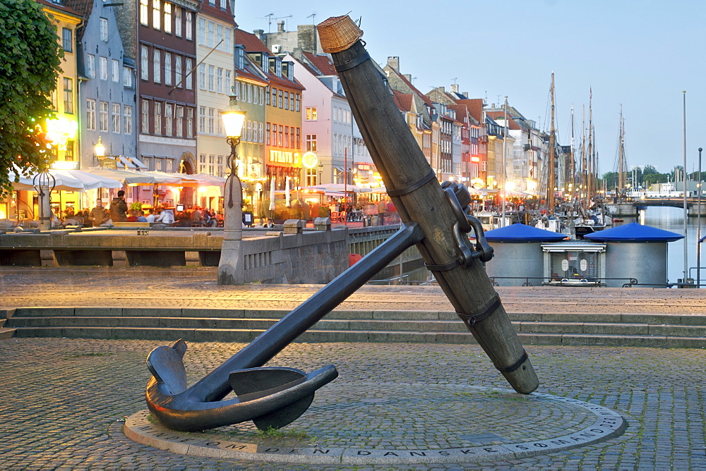 Giant anchor on display at the Nyhavn canal in Copenhagen, Denmark, Scandinavia, Europe