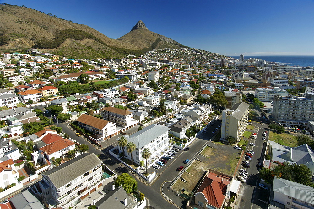 View from the top of the Ritz hotel of the suburb of Seapoint in Cape Town South Africa.