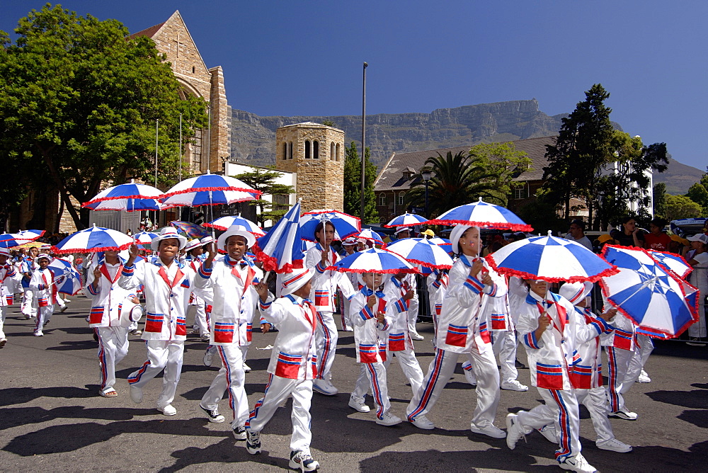 Participants in the annual Minstrels procession (also referred to as the Coon Carnival) in Cape Town.