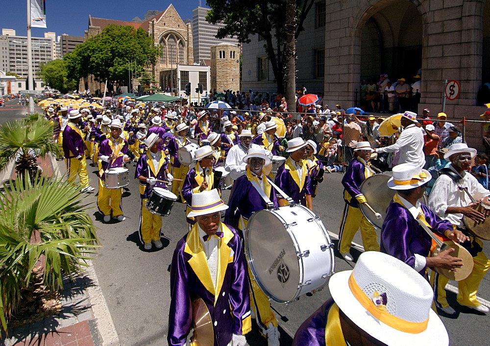 Participants in the annual Minstrels procession (also referred to as the Coon Carnival) in Cape Town.