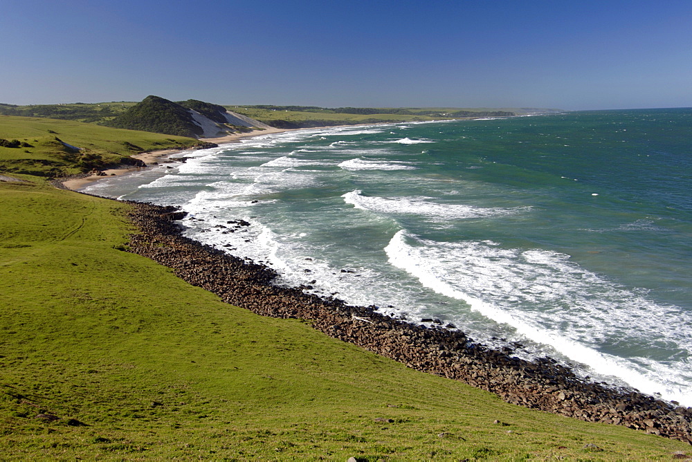 View of the coastline around Mazeppa Bay in the Eastern Cape Province of South Africa.