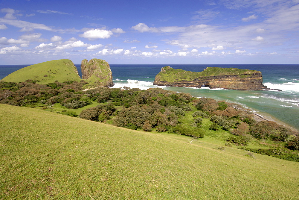 Hill-top view of Hole in the Wall on the wild coast in a region of South Africa's Eastern Cape Province formerly known as the Transkei.