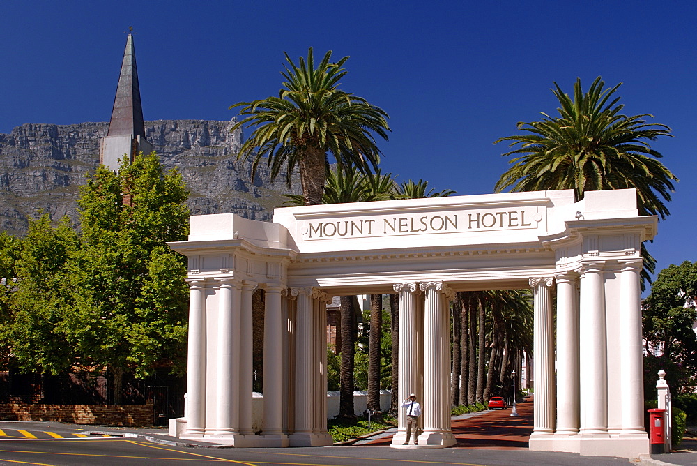 The entrance to the Mount Nelson hotel in Cape Town.