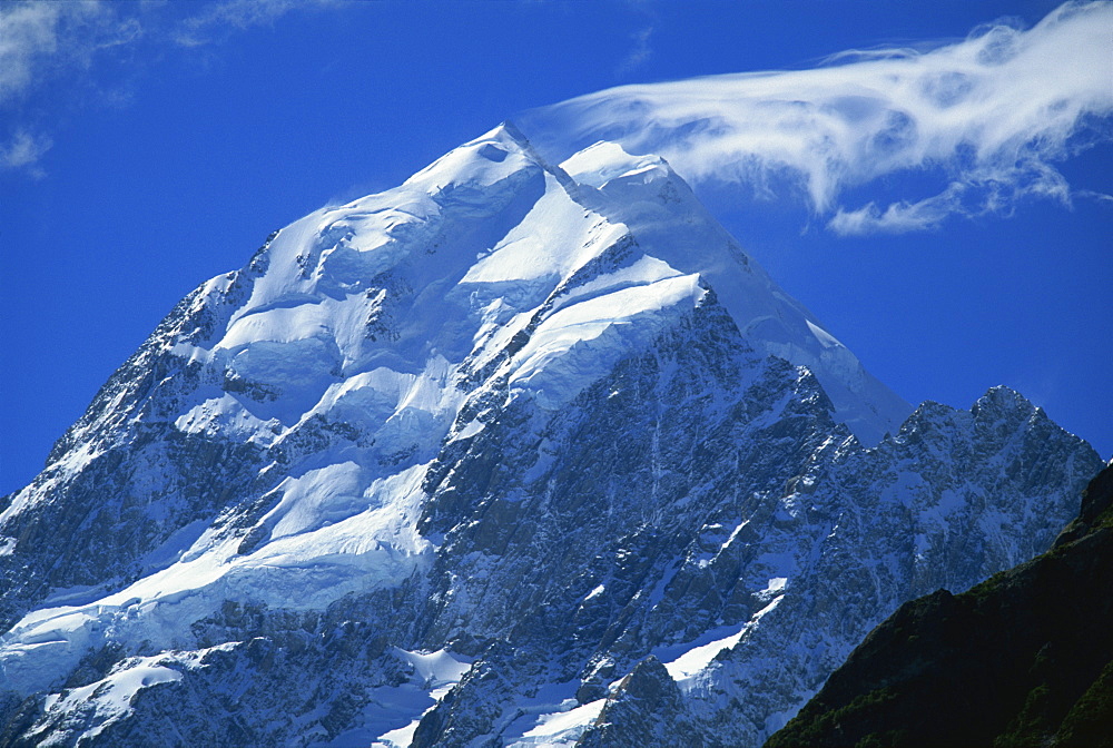 Mount Cook, highest mountain in Australasia, Mount Cook National Park, UNESCO World Heritage Site, Canterbury, South Island, New Zealand, Pacific