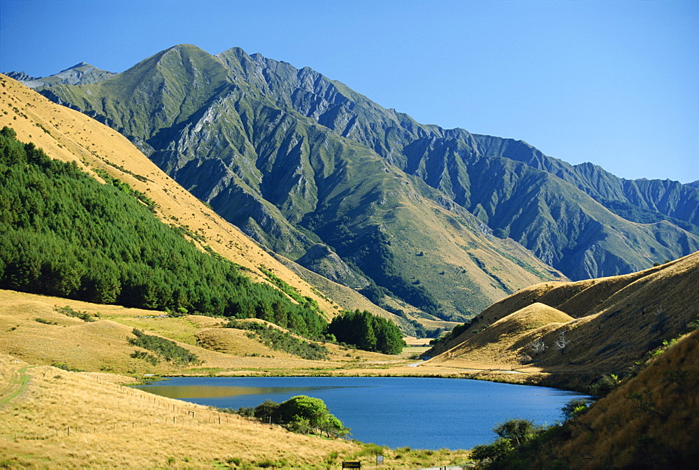 Moke Lake near Queenstown in scenic area in west Otago, South Island, New Zealand, Pacific