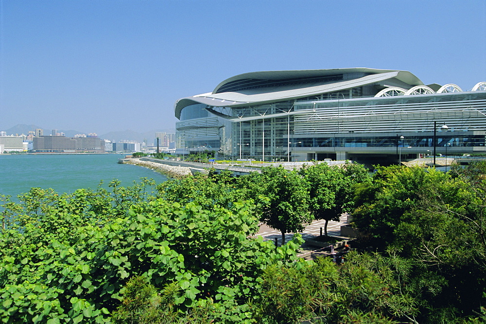 The Hong Kong Convention & Exhibition Centre, known locally as 'The Spaceship', on the harbour front of Wan Chai, Hong Kong Island, Hong Kong, China