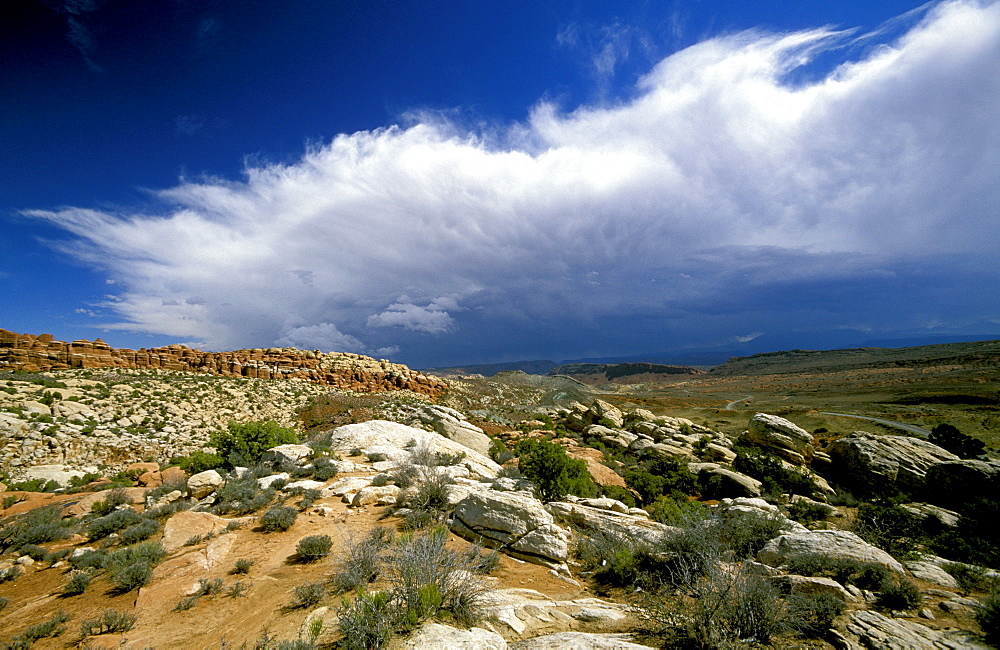 Storm approaching the 'Fiery Furnace' area of the Arches National Park, Utah, UsaStorm approaching the 'Fiery Furnace' area in this spectacular park of eroded formations, including over 2000 arches