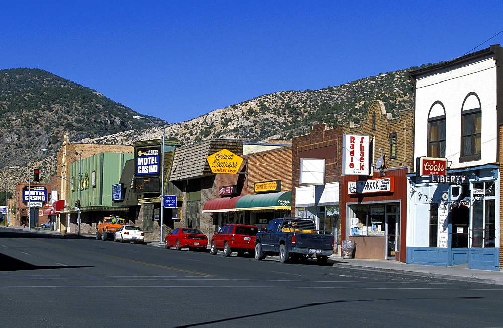 Casino and shops in the historic mining town of Ely on Highway 50 - 'The Loneliest Road in America', The Great Basin, Ely, Nevada, USA