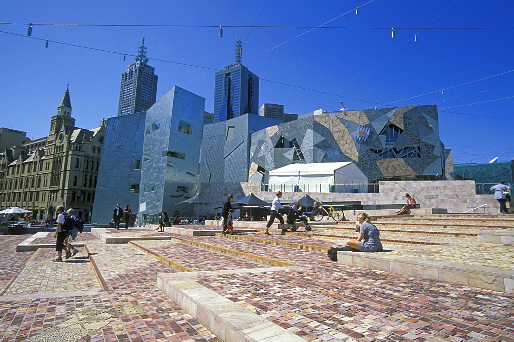 Federation Square, the new city centre arts complex, Melbourne, Victoria, Australia, Pacific