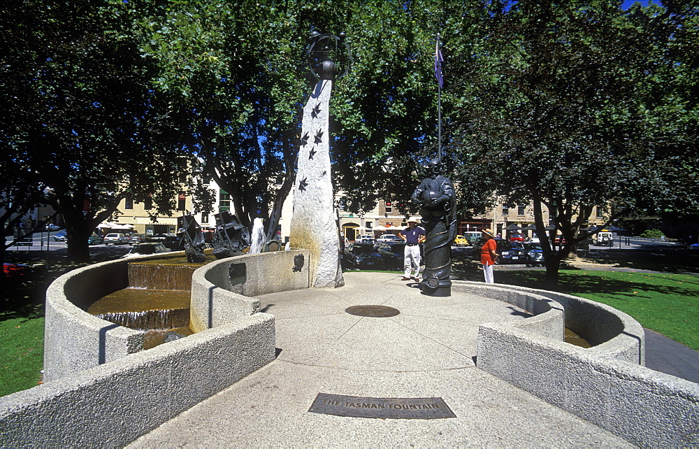 The Tasman Fountain, commemorating Abel Tasman, the Dutch discoverer of Tasmania, Parliament Square, Hobart, Tasmania, Australia, Pacific