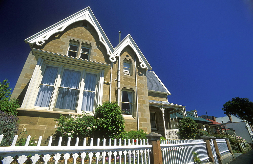 Older properties on Hampden Road in the historic district of Battery Point, Hobart, Tasmania, Australia, Pacific