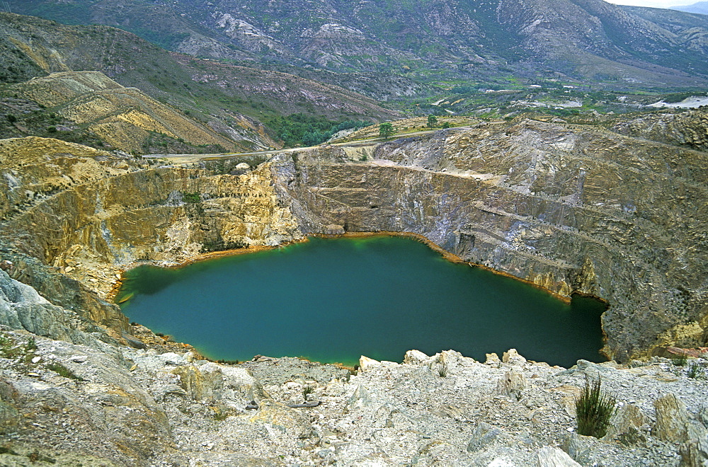 'Iron Blow', the famous Mount Lyell mine where gold and copper was discovered in 1883, starting the mining boom and subsequent environmental damage here, Queenstown, Tasmania, Australia, Pacific