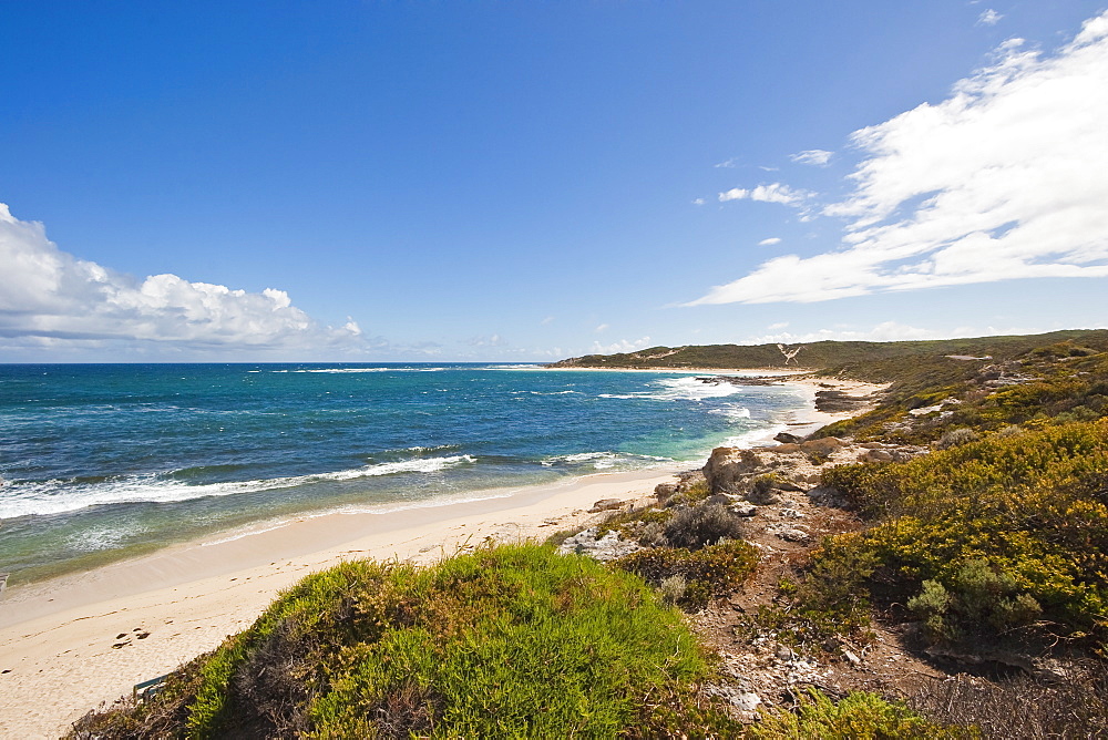 Looking north from Gnarabup towards the famous surf break at the mouth of the Margaret River, Augusta-Margaret River Shire, Western Australia, Australia, Pacific