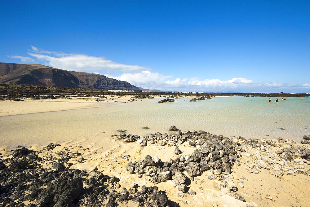 Bajo de los Sables beach near Orzola at the north east tip of the island, Lanzarote, Canary Islands Spain, Atlantic, Europe