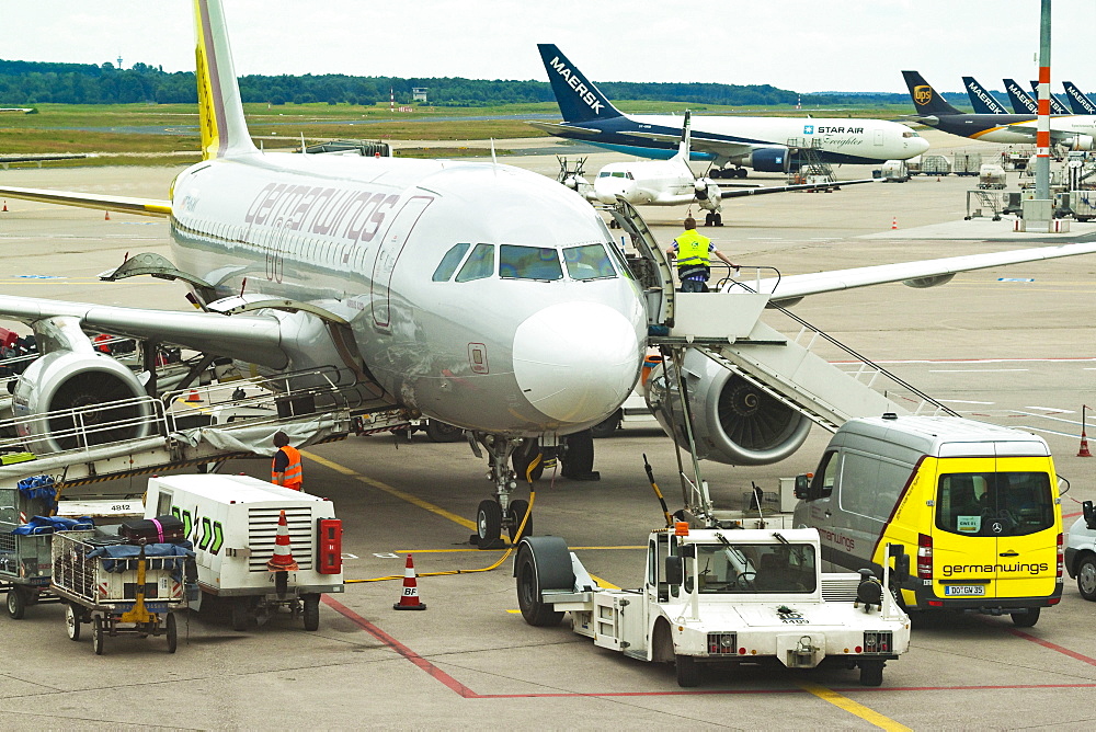 Germanwings (Lufthansa) Airbus A319 passenger aircraft on turnover at Cologne Airport, Cologne, North Rhine-Westphalia, Germany, Europe