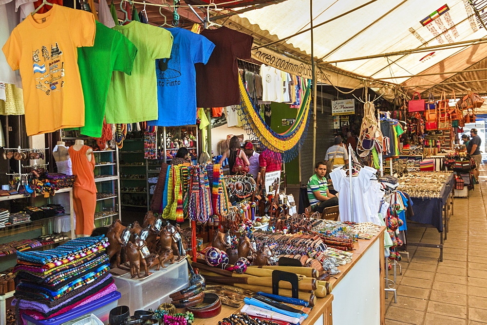 Crafts and souvenirs on sale in the famous Mercado Artesanias covered market, popular with tourists, Masaya, Nicaragua, Central America