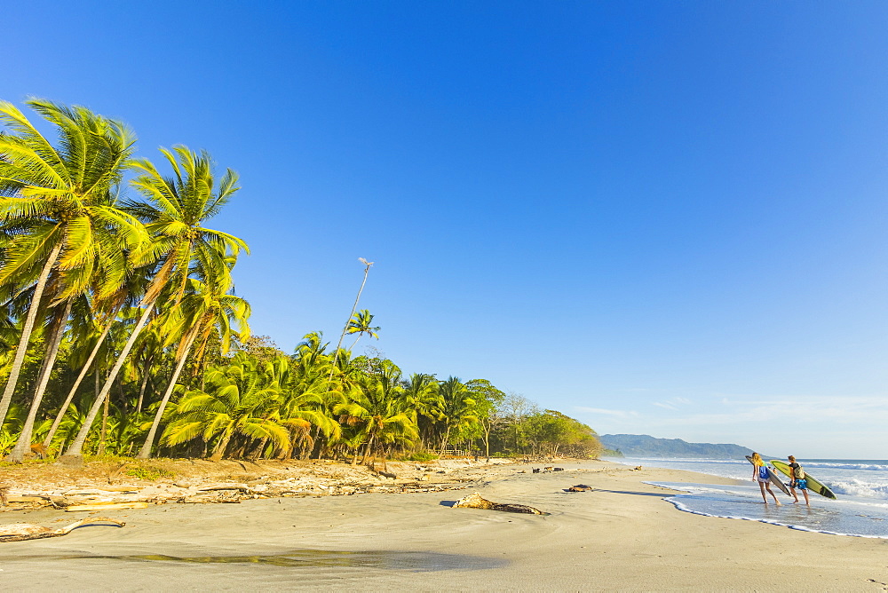 Surfers on Playa Santa Teresa, a southern surf beach near Mal Pais, Nicoya Peninsula, Santa Teresa, Puntarenas, Costa Rica, Central America