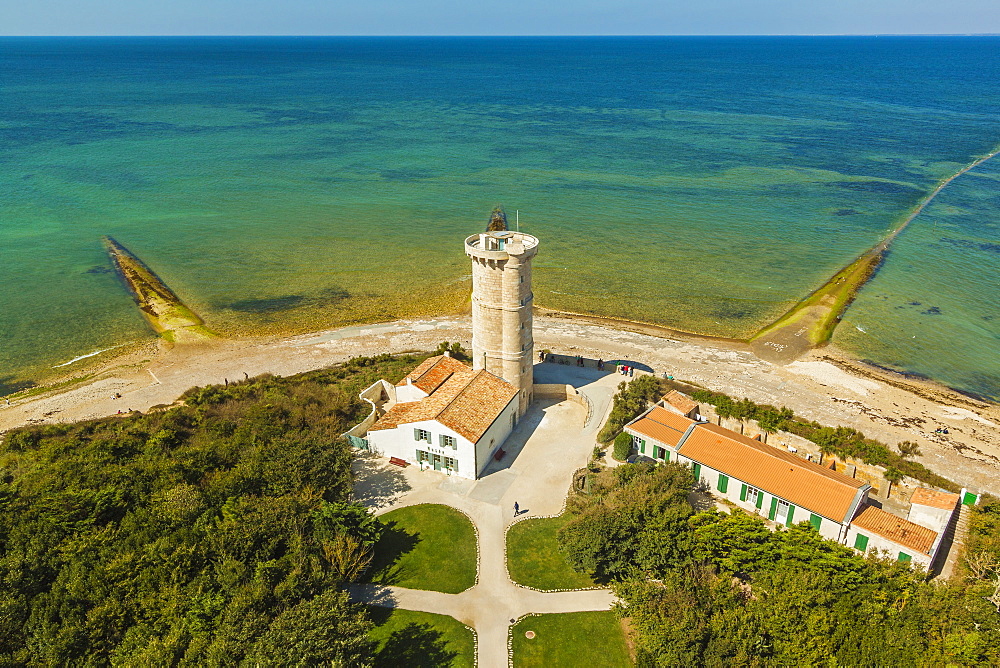 The old Phare des Baleines (Lighthouse of the Whales) dating from 1682, and museum, on west tip of the island, Ile de Re, Charente-Maritime, France, Europe