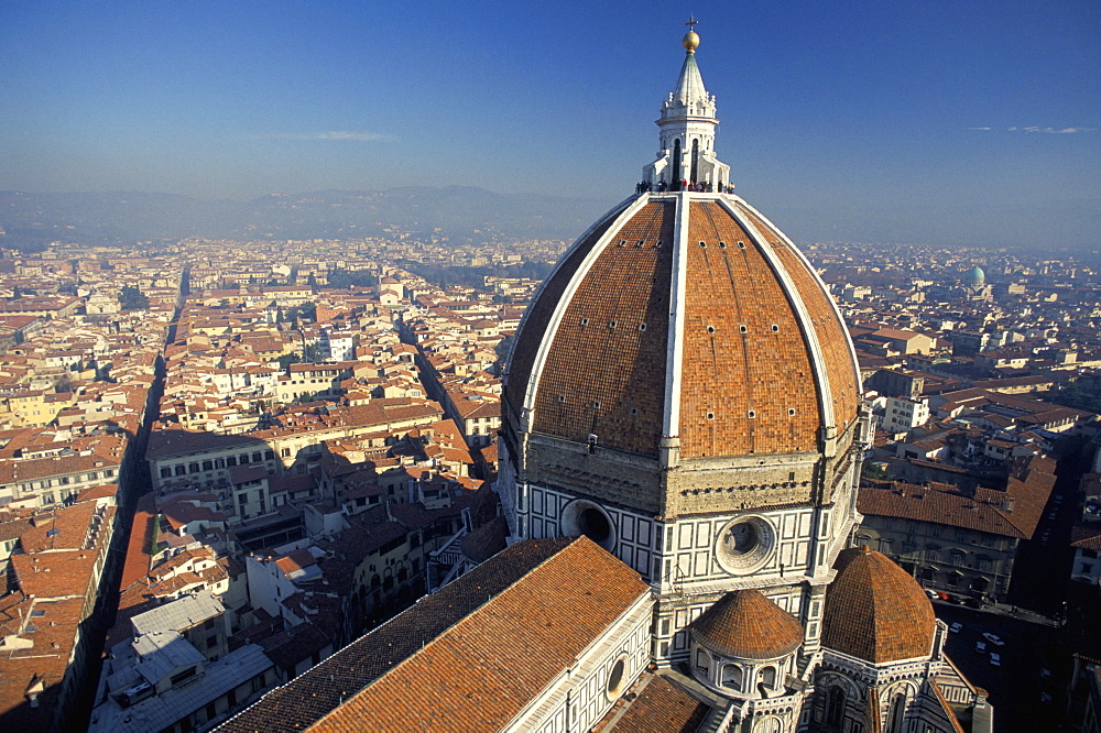 View from the Campanile of the Duomo (cathedral) of Santa Maria del Fiore, Florence, Tuscany, Italy, Europe