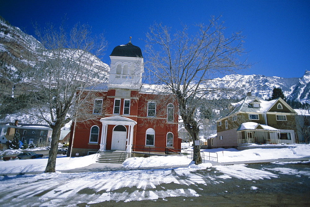 Ouray County Courthouse dating from 1888 on 4th Street and 6th Avenue, built during the mining boom period, includes offices, courtroom, sheriff's quarters, jail and a county art collection, Ouray, Colorado, United States of America (U.S.A.), North America