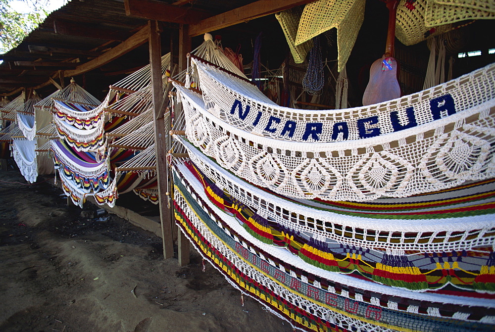 Elaborate hammocks for sale in the market, Masaya, Nicaragua, Central America