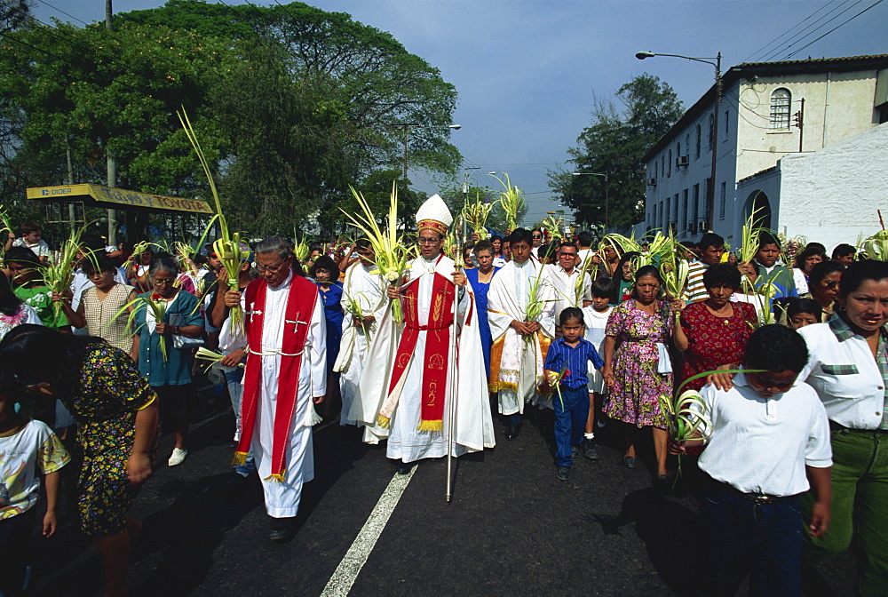 Palm Sunday procession in the centre of San Salvador, El Salvador, Central America