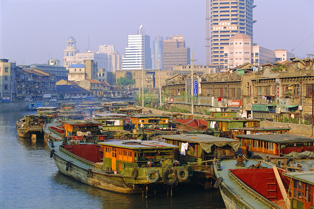 Barges on the Huangpu River, Shanghai, China