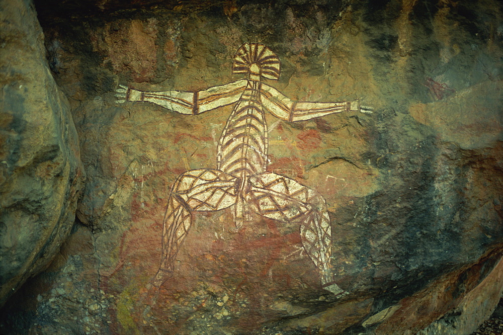 Nabulwinjbulwinj, supernatural ancester who eats lambs, Aboriginal rock art site at Nourlangie Rock, Kakadu National Park, UNESCO World Heritage Site, Northern Territory, Australia, Pacific