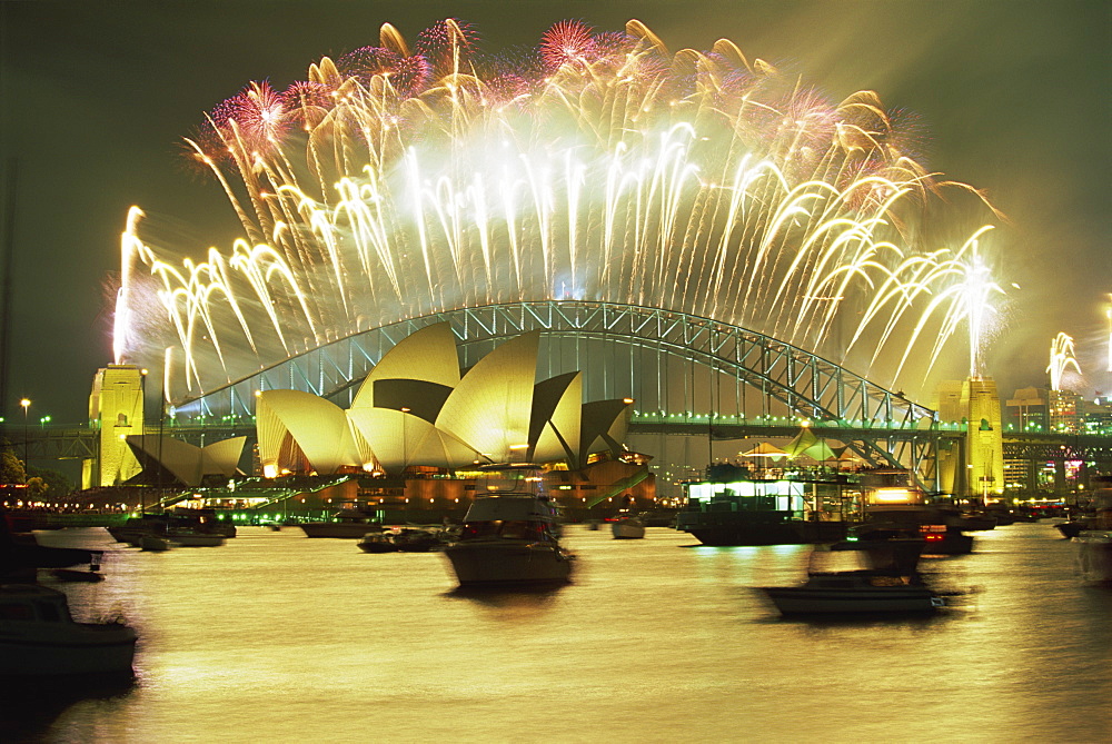 Spectacular New Year's Eve firework display, Sydney, New South Wales, Australia, Pacific