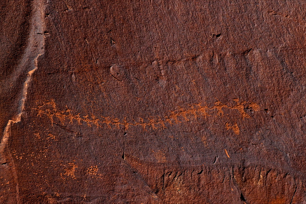 Paper doll cutouts, Formative Period Petroglyphs, Utah Scenic Byway 279, Potash Road, Rock Art Sites, Moab, Utah, United States of America, North America 